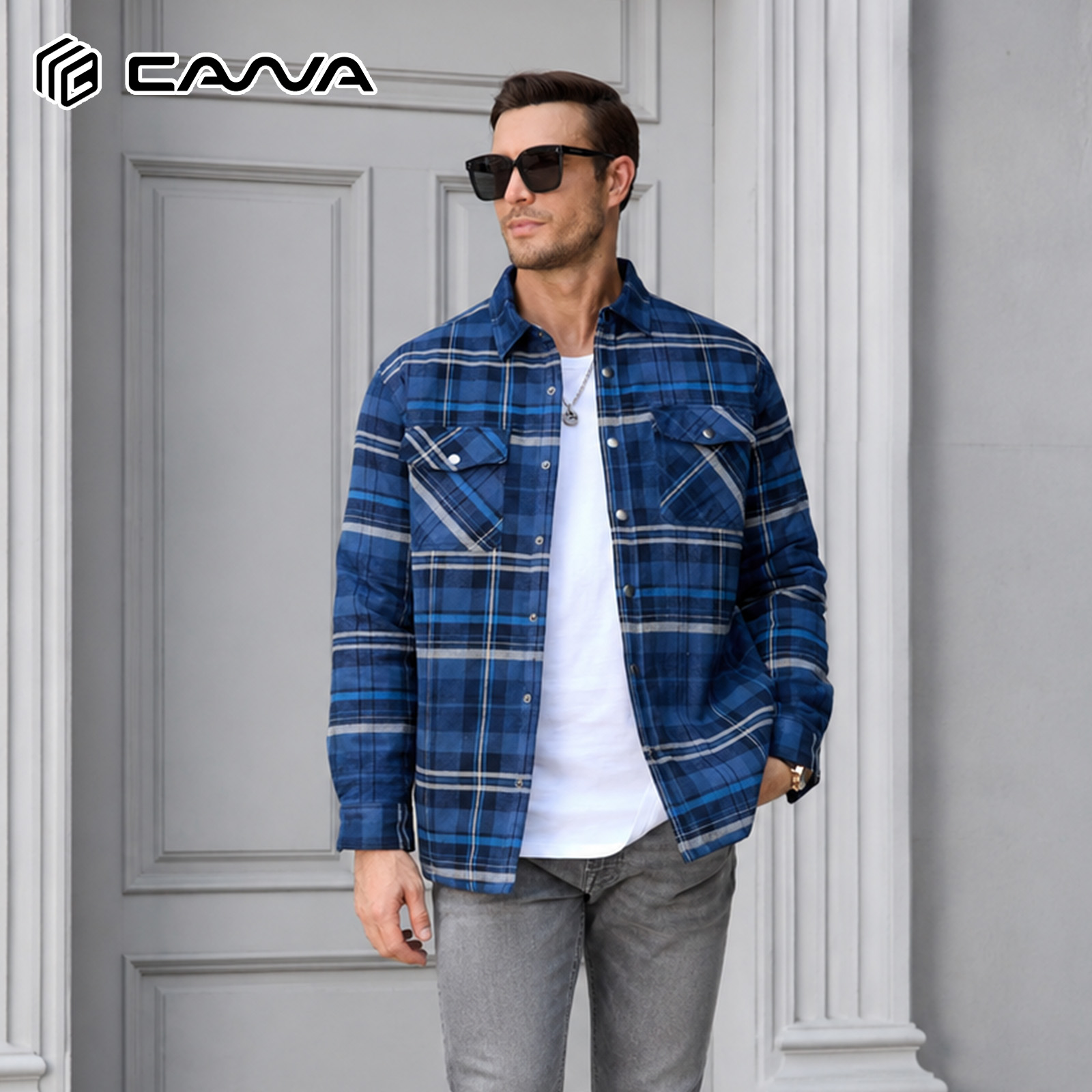 Flannel Shirt Lined - Camicia-giacca invernale da uomo in flanella,